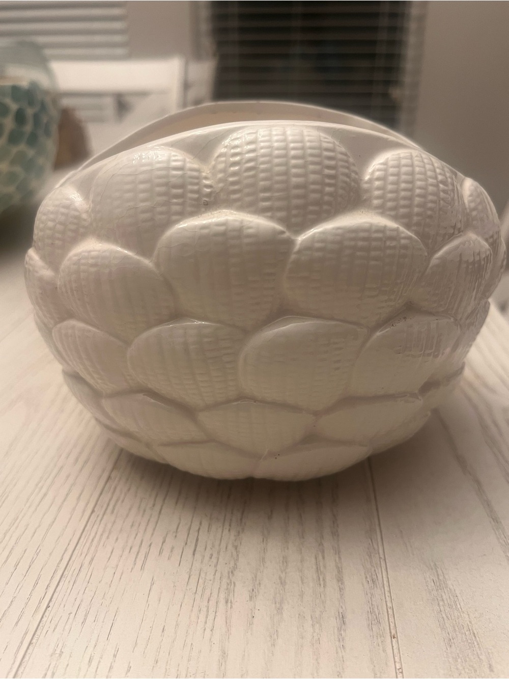 Textured White Ceramic Bowl/Planter